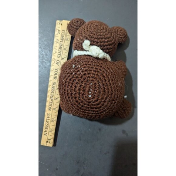 Handmade Crochet Teddy Bear Mouse Stuffed Toy With Pink Ears & Feet - Picture 7 of 7